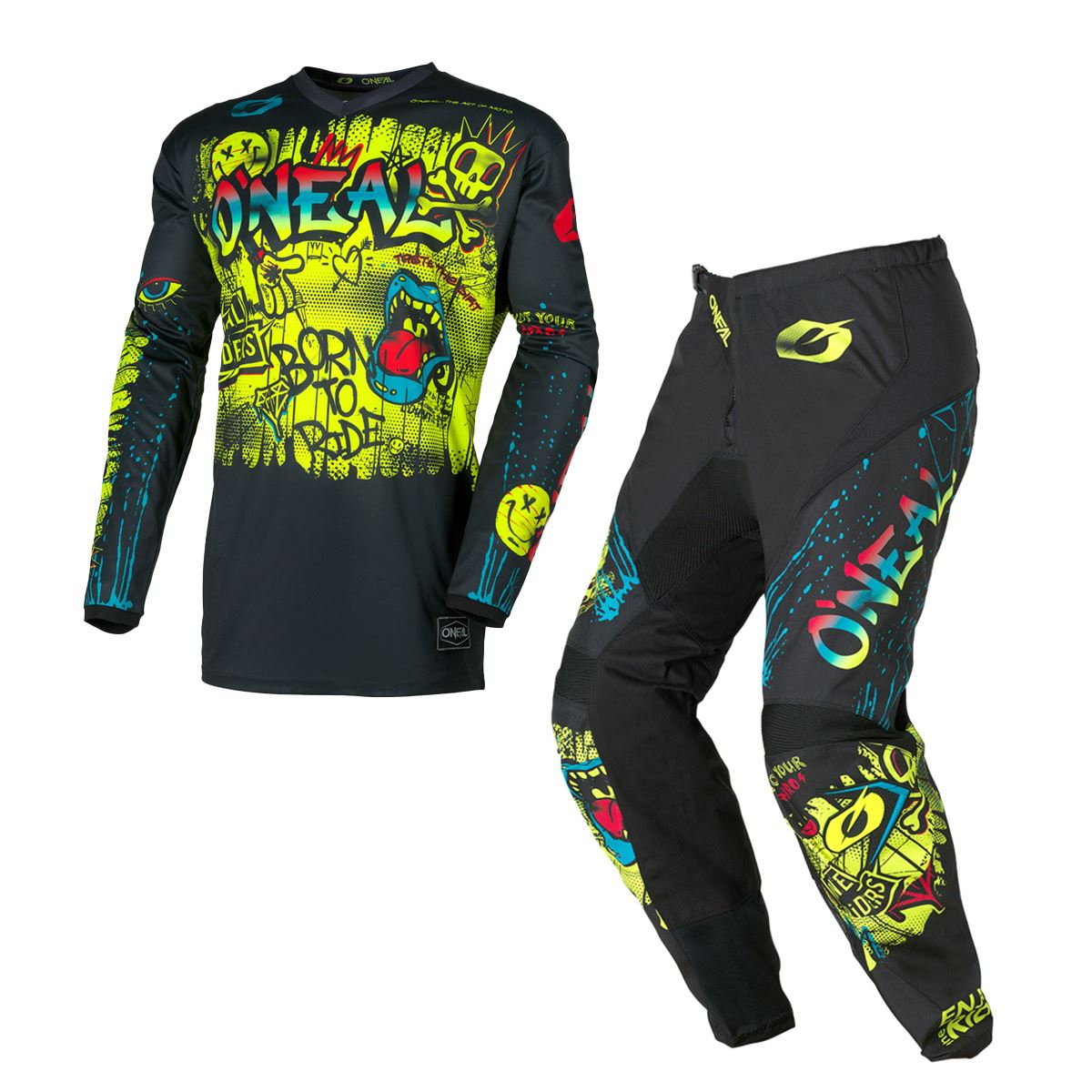 O'Neal 2026 Youth Element Rancid Black Neon Yellow MX Combo Kit